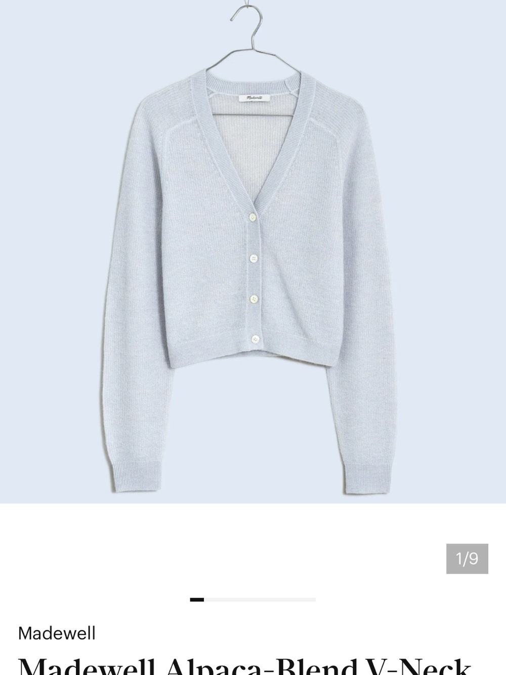 Madewell Alpaca Cropped V-Neck Cardigan Violet Quartz